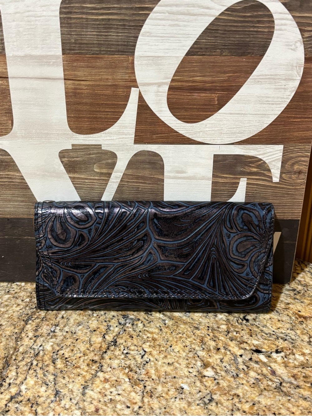 Patricia Nash women’s Tooled Black Leather Bifold Wallet